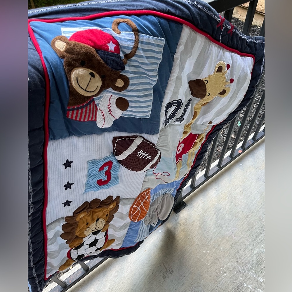 Animal Sports Crib Comforter - Reversible